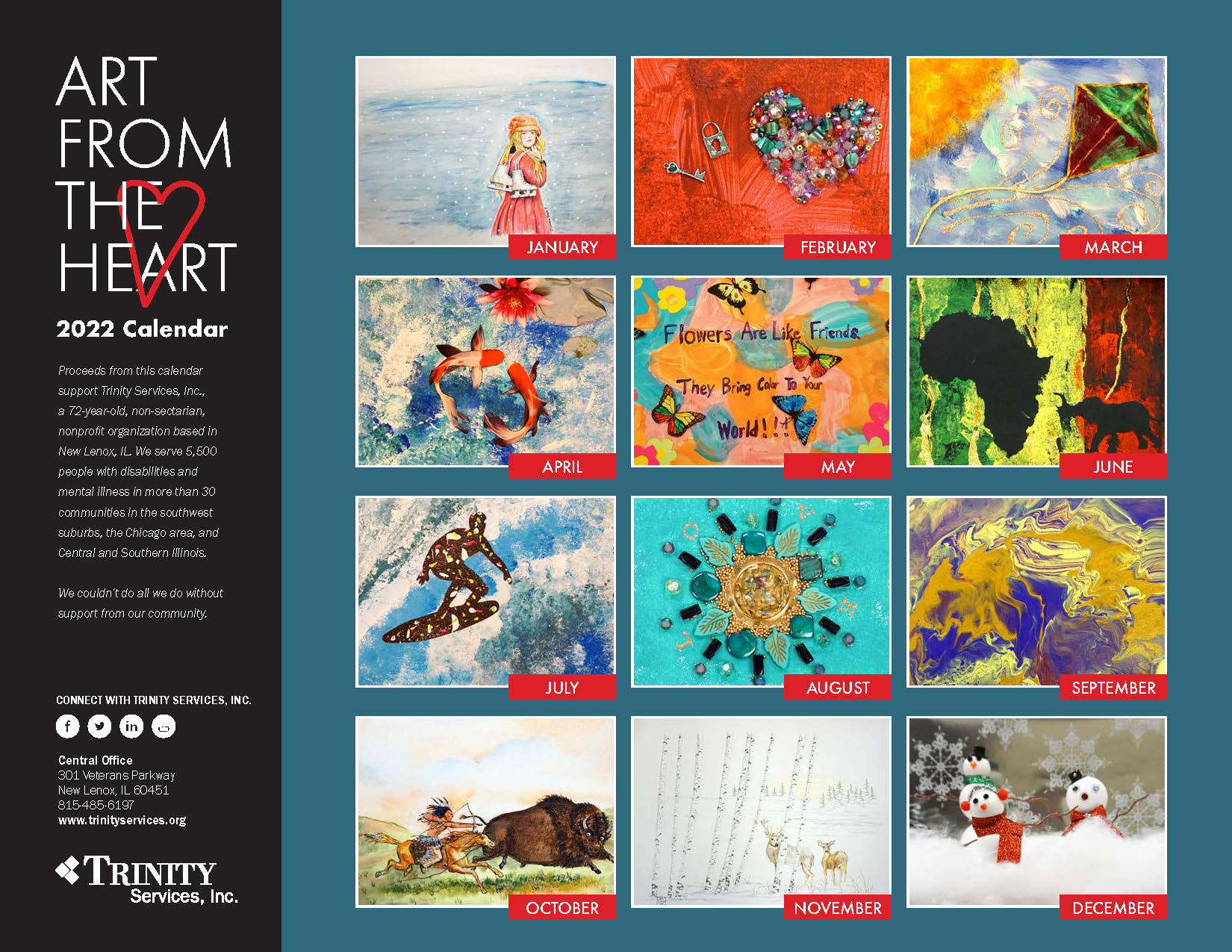 Art from the Heart 2022 Calendar Back Cover