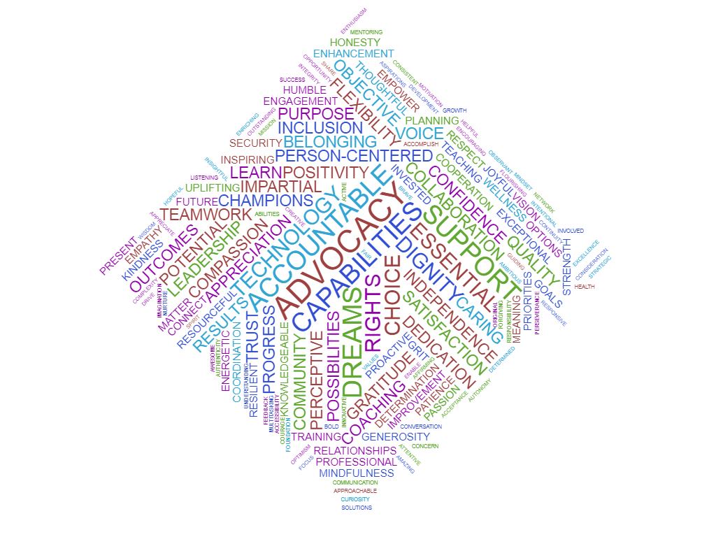 Words forming diamond logo for Developmental Disability Professionals Day